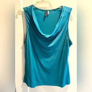 Ibex Merino Wool Women's Aria Sleeveless Cowl Neck Tank Teal Size Large